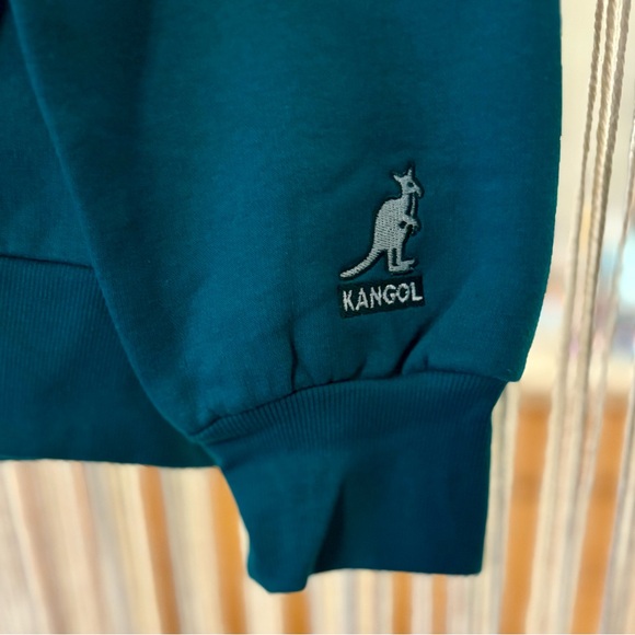 NEW - Kangol UK Size Large Teal Blue Green Hoodie Sweatshirt Logo Hooded Sweater - Picture 3 of 8
